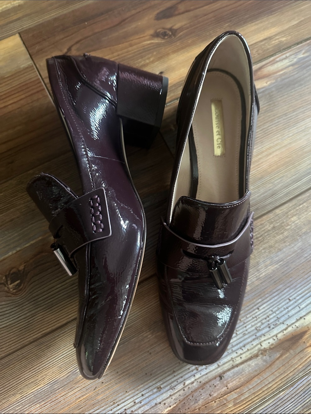 Louise et Cie Patent Burgundy Block Heel Loafers 9M/40